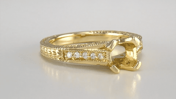 Art Deco X & O Kisses Yellow Gold 3/4 Carat Diamond Engagement Ring Setting - 14K or 18K - Item: R1153Y75K14-LC - Image: 7