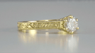 Art Deco Yellow Gold Vintage Carved Filigree Scrolls 1/2 Carat Crown Engagement Ring Setting