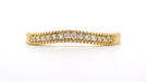 Art Deco Yellow Gold Curved Wheat Diamond Wedding Band - 18K or 14K