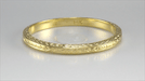 Art Deco Yellow Gold Thin Wedding Band with Wheat Engraving on Three Sides - 2.3mm Wide