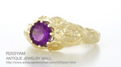 Art Nouveau Flowing Maidens Amethyst Ring in 14 Karat Yellow Gold