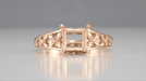 Art Nouveau Flowers & Leaves 14 Karat Rose Gold Filigree Engagement Ring Setting for a 3/4 - 1 Carat Diamond