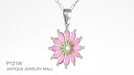 Art Nouveau Plique a Jour Enamel Flower Pendant Necklace in Sterling Silver with White Sapphire | Original Vintage Circa 1910 Design