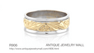 Art Nouveau Vintage Style Wedding Ring in Two Tone 14 Karat White and Yellow Gold
