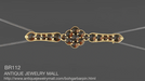 Bohemian Garnet Floral Bar Pin in Yellow Gold Vermeil Over Sterling Silver