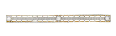 Art Deco Filigree 3 Diamond Antique Krementz Brooch in 14K Yellow Gold and Platinum