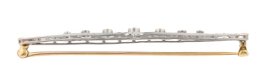 Art Deco Concentric Circles Antique Filigree Old Mine Cut Diamond Bar Brooch in Platinum - alternate view