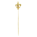 Antique Victorian Enameled Fleur-de-Lis Stick Pin in 14 Karat Yellow Gold