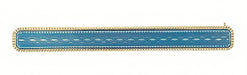 Victorian Guilloche Blue Enamel Antique Bar Brooch in 14 Karat Yellow Gold