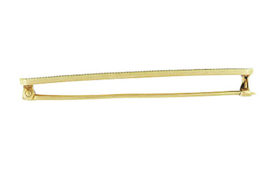 Victorian Guilloche Blue Enamel Antique Bar Brooch in 14 Karat Yellow Gold - alternate view