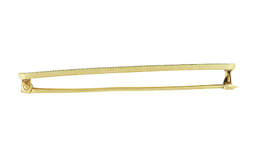 Victorian Guilloche Blue Enamel Antique Bar Brooch in 14 Karat Yellow Gold - Item: BR205 - Image: 2