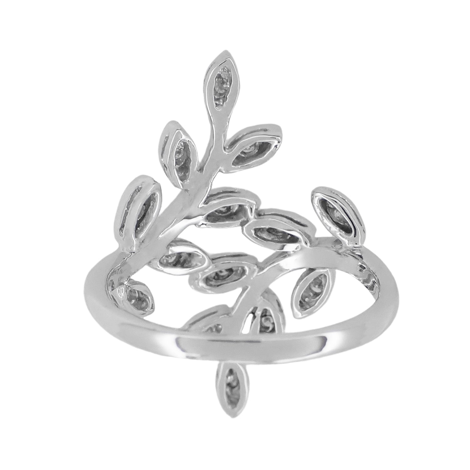 1970's Vintage Free Form Diamond Leaves Ring in 14 Karat White Gold - Item: R790 - Image: 2