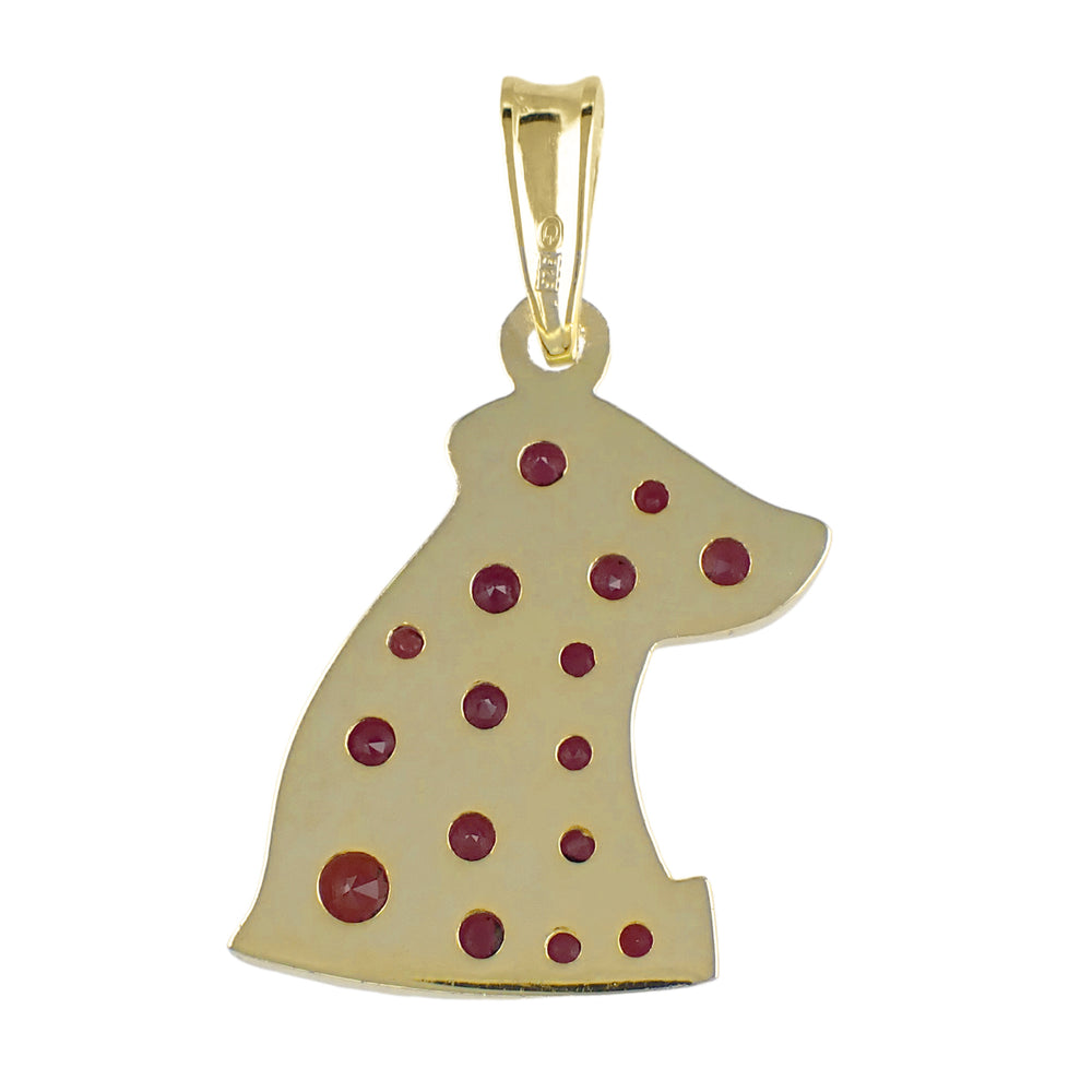 Bohemian Red Garnet Dog Pendant in Sterling Silver and Yellow Gold Vermeil - Item: C793 - Image: 2
