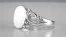 Men's Antique Design Baroque Filigree Victorian Oval Signet Ring in White Gold
