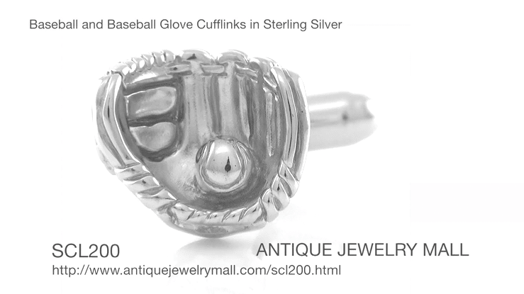 Baseball and Baseball Glove Cufflinks in Sterling Silver - Item: SCL200 - Image: 6