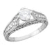 Belnord Art Deco Filigree Diamond Wheat Engraved Engagement Ring Semimount in Platinum
