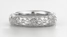 Blossomy Art Deco Tropic Flowers Wedding Band in White Gold - 4.7mm Wide