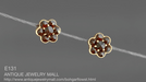 Bohemian Garnet Flower Victorian Stud Earrings in 14 Karat Yellow Gold and Sterling Silver Vermeil