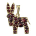 Bohemian Red Garnet Donkey Pendant in Sterling Silver with Yellow Gold Vermeil - Natural Pyrope Garnets