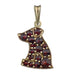 Bohemian Red Garnet Dog Pendant in Sterling Silver and Yellow Gold Vermeil