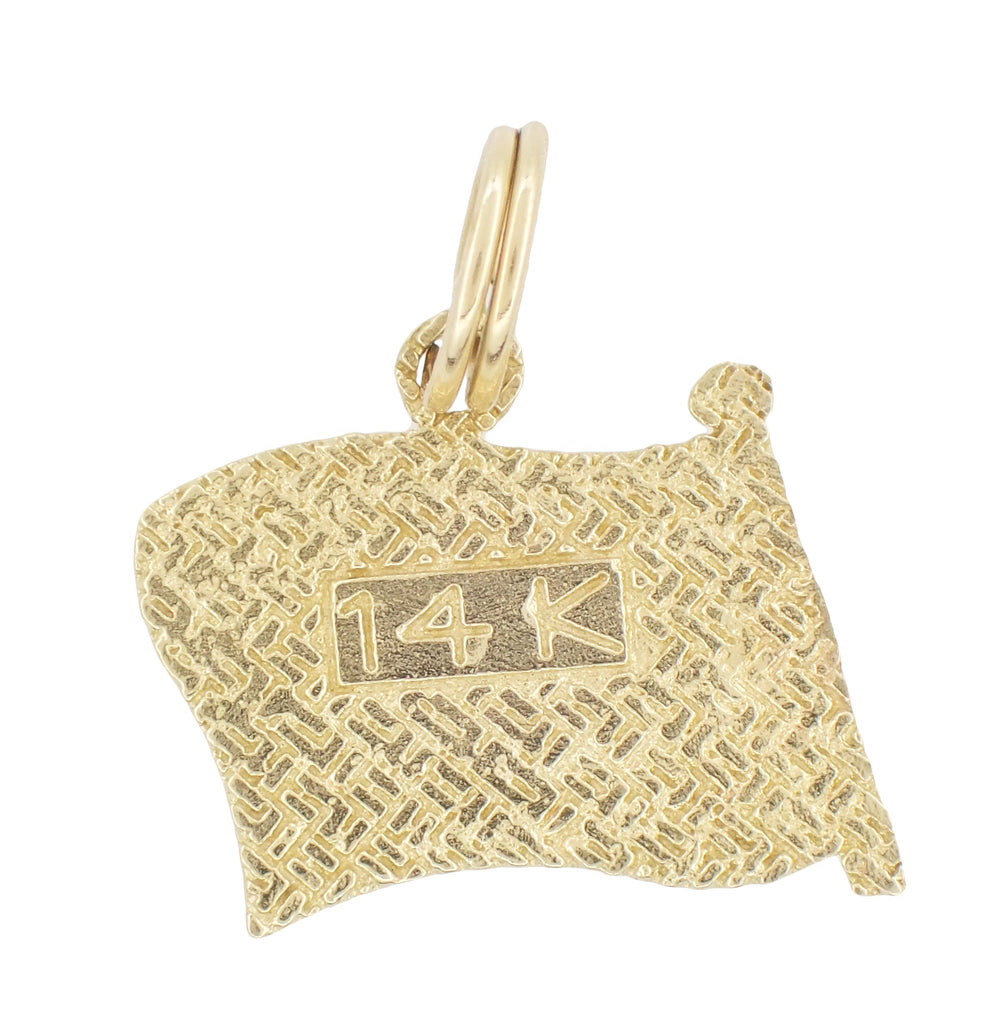 Red White and Blue Enamel Vintage American Flag Charm in 14 Karat Yellow Gold - Item: C102 - Image: 2