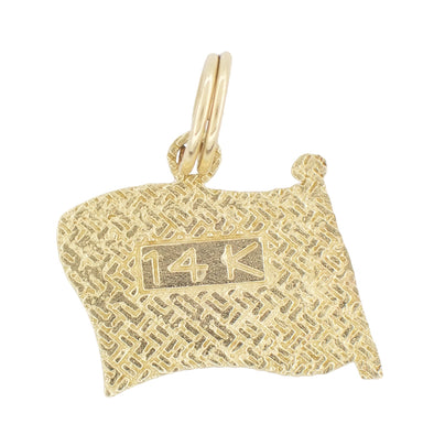 Red White and Blue Enamel Vintage American Flag Charm in 14 Karat Yellow Gold - alternate view