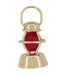 Vintage Railroad Lantern Charm with Red Lens in 14K Yellow Gold - Railfan Pendant Jewelry - C104