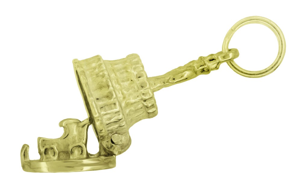 Wedding Cake Movable Charm in 14 Karat Gold With Couple on Top and Baby Carriage - Item: C109 - Image: 3