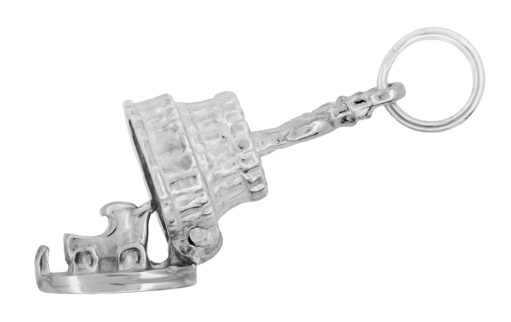 Wedding Cake Movable Charm in 14 Karat Gold With Couple on Top and Baby Carriage - Item: C109 - Image: 4