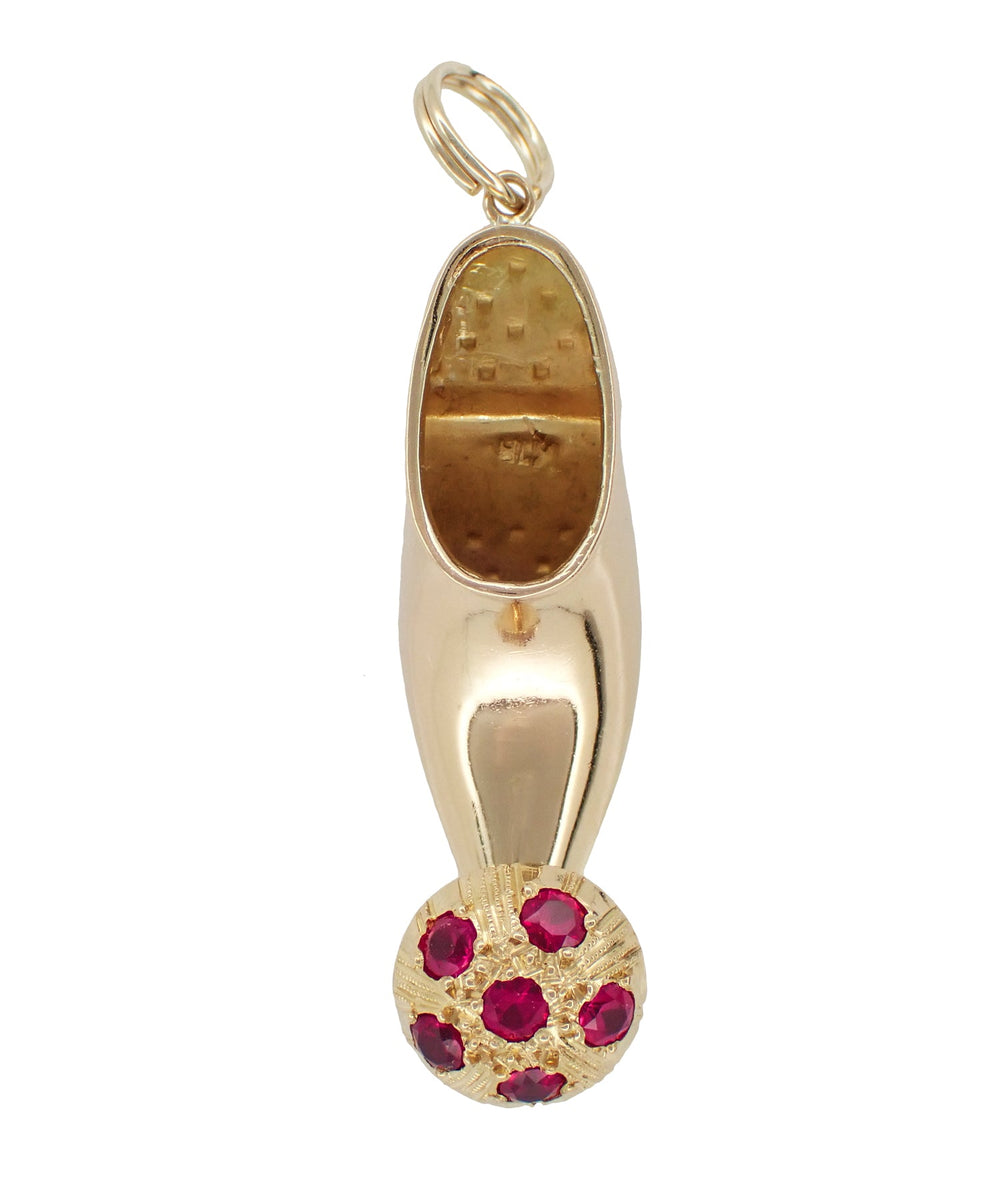 Vintage Magic Genie Clog Charm Pendant with Rubies in 18 Karat Yellow Gold - Item: C193 - Image: 3