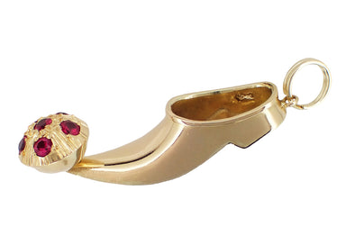 Vintage Magic Genie Clog Charm Pendant with Rubies in 18 Karat Yellow Gold - alternate view