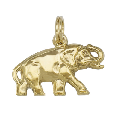 Trunk Up Lucky Elephant Charm in 14 Karat Gold