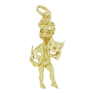 Comedy and Tragedy Actor Charm in 14 Karat Gold - Yellow or White