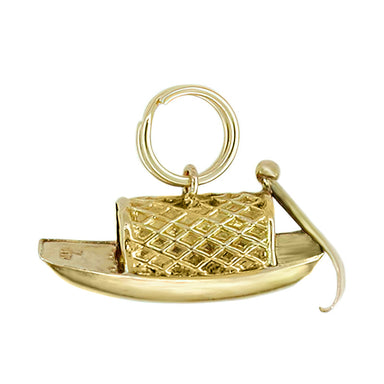 Antique Chinese Sampan Boat Charm in 14 Karat Yellow Gold