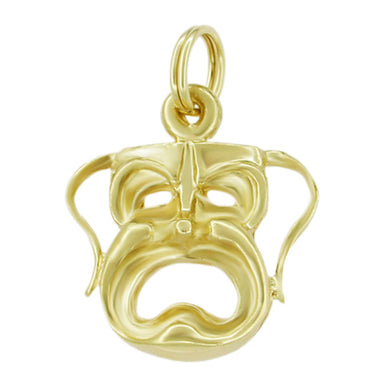 1960's Melpomene Tragedy Mask Charm Pendant in 14 Karat Gold