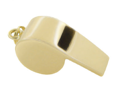 Small Working Whistle Charm Pendant in 14 Karat Gold