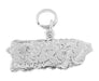 White Gold Puerto Rico Charm Map - 14K Solid Gold Boricua Charm Pendant - C347-W