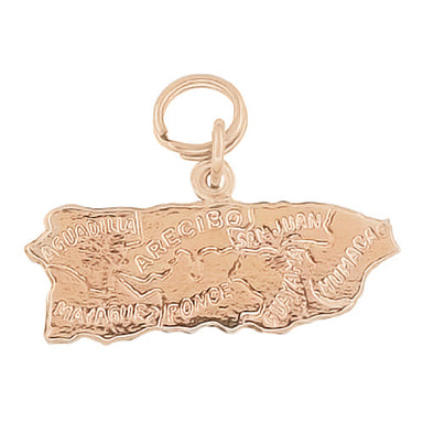 14K Rose Gold Puerto Rico Map Charm - Solid Gold