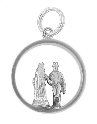 Bridegroom and Bride Wedding Charm in 14 Karat Gold - Item: C374 - Image: 4