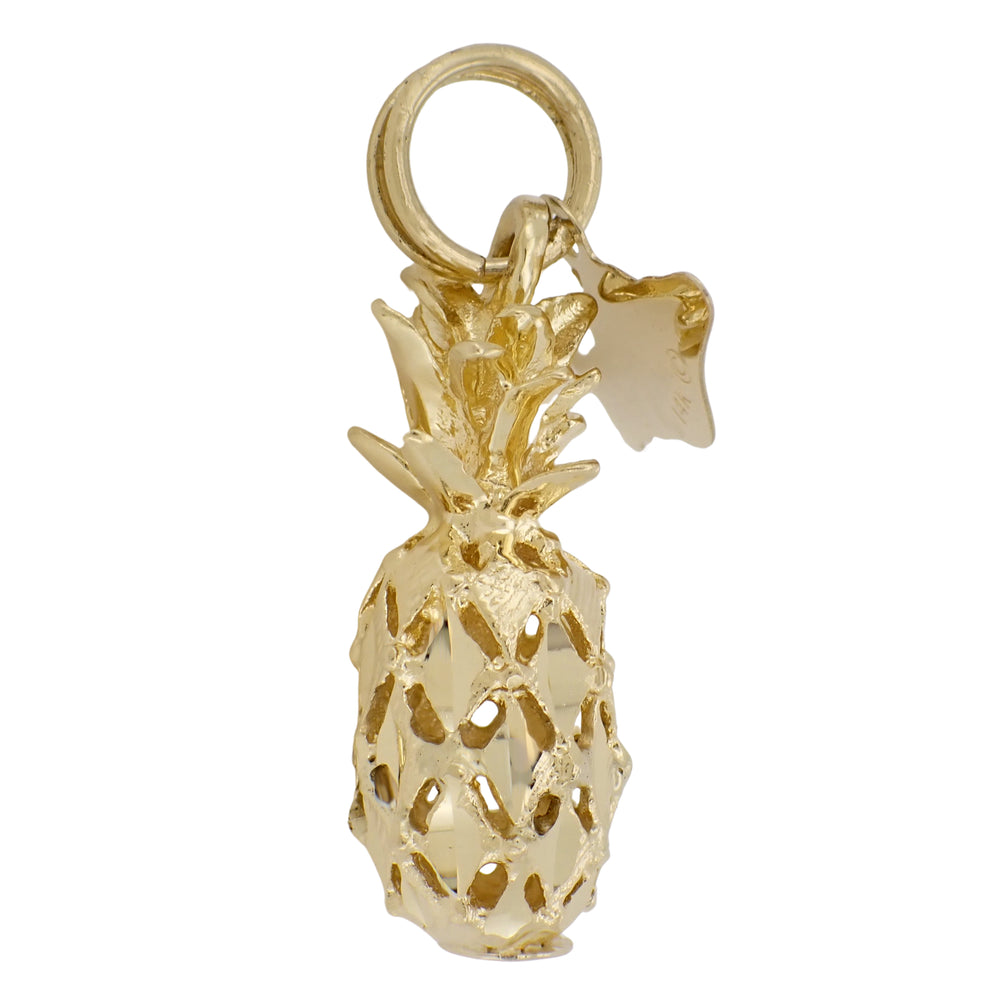 Filigree Pineapple Hawaii Charm in 14 Karat Gold - Item: C412 - Image: 2