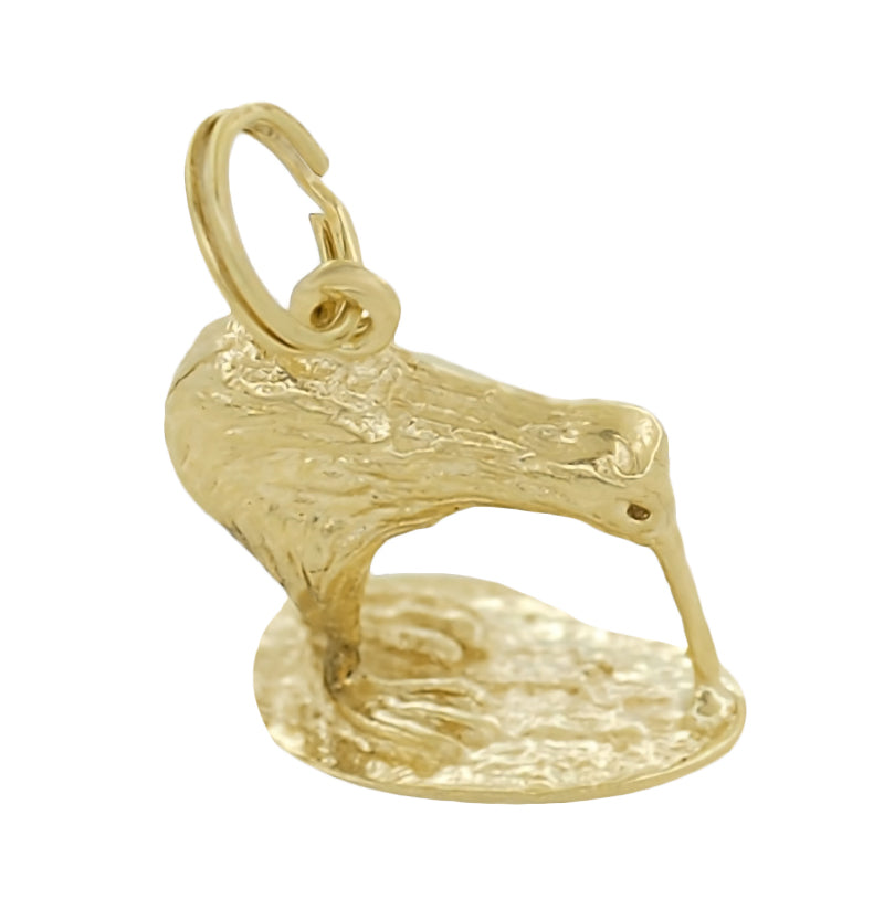 Kiwi Bird Charm in 14 Karat Gold - 1960's Vintage Design in Yellow or White Gold - Item: C443 - Image: 3