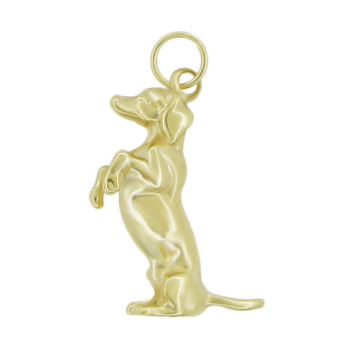 Begging Dachshund Dog Pendant in 14 Karat Gold