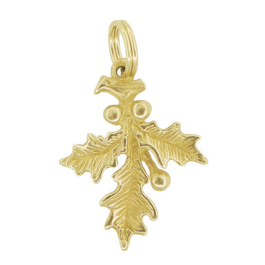 Christmas Holly and Berries Pendant in 14 Karat Gold