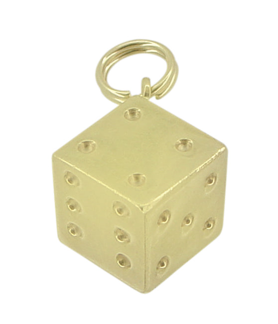 Vintage Lucky Dice Charm in 14 Karat Yellow Gold