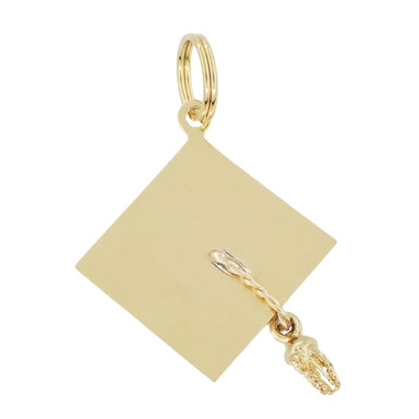 Graduation Cap Pendant Estate Charm with Movable Tassel in 14 Karat Gold