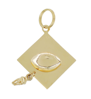 Graduation Cap Pendant Estate Charm with Movable Tassel in 14 Karat Gold - alternate view