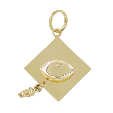 Graduation Cap Pendant Estate Charm with Movable Tassel in 14 Karat Gold - alternate view