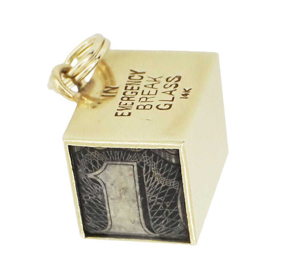 In Emergency Break Glass Mad Money Charm in 14 Karat Gold - Item: C520 - Image: 3