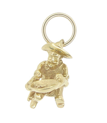 Vintage Gold Miner Charm in Yellow Gold or White Gold