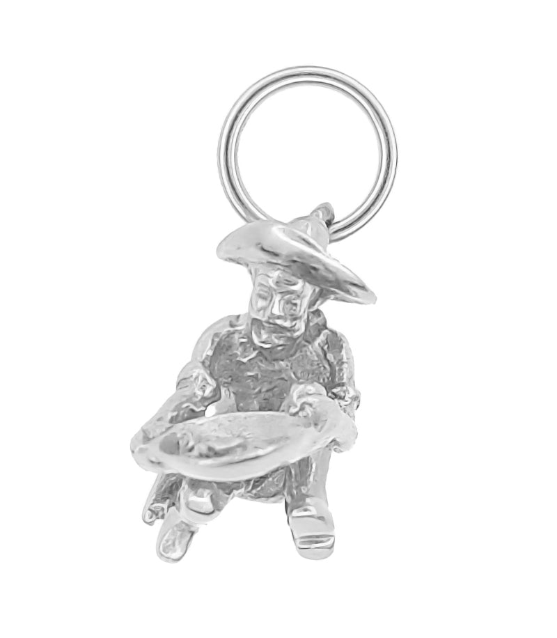 Vintage Gold Miner Charm in Yellow Gold or White Gold - Item: C552 - Image: 3